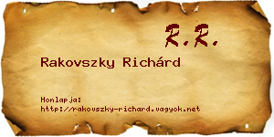 Rakovszky Richárd névjegykártya